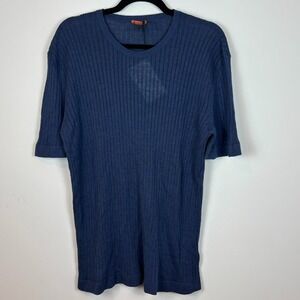 Barena Lightweight Ribbed Short Sleeve Navy Sweater Women MED Italy NWT $425‎